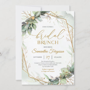Boho greenery eucalyptus foliage Möhippa brunch Inbjudningar