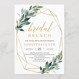 Boho greenery eucalyptus guld ram möhippa brunch inbjudningar