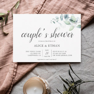 Boho Greenery Eucalyptus Par Shower-inbjudan Inbjudningar