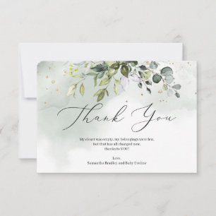 Boho greenery foliage eucalyptus Baby Shower Tack Kort