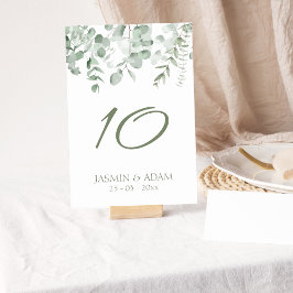 Boho Greenery Foliage Eucalyptus Bröllop Bordsnummer