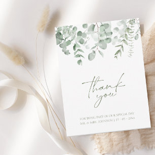 Boho Greenery Foliage Eucalyptus Bröllop Tack Kort