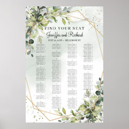 Boho Greenery Foliage Eucalyptus Guld Seating Poster