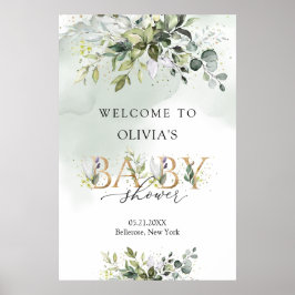 Boho greenery folieutandning guld brev Välkommen Poster
