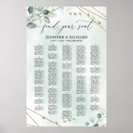 Boho Greenery Guld Geometric alfabetical-sittning Poster