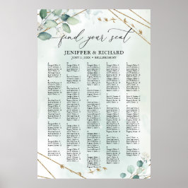 Boho Greenery Guld Geometric alfabetical-sittning Poster