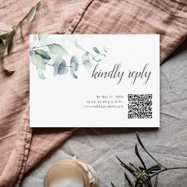 Boho Greenery Leaves Wedding Online RSVP Tilläggskort