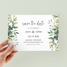 Boho Greenery Magnetic Save Date