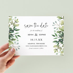 Boho Greenery Magnetic Save Date