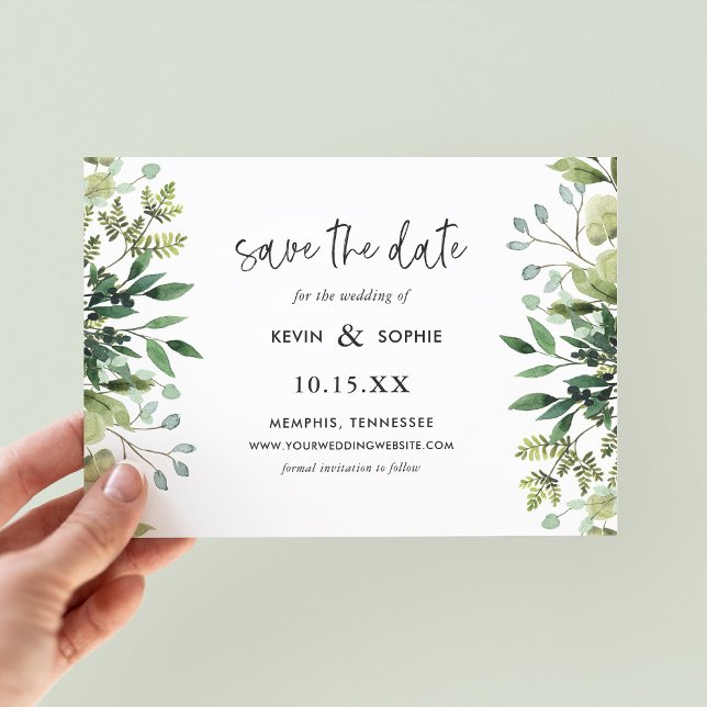 Boho Greenery Magnetic Save Date (Skapare uppladdad)