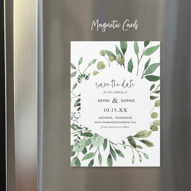 Boho Greenery Magnetic Save Date (Skapare uppladdad)
