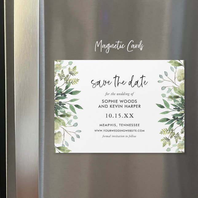 Boho Greenery Magnetic Save Date (Skapare uppladdad)