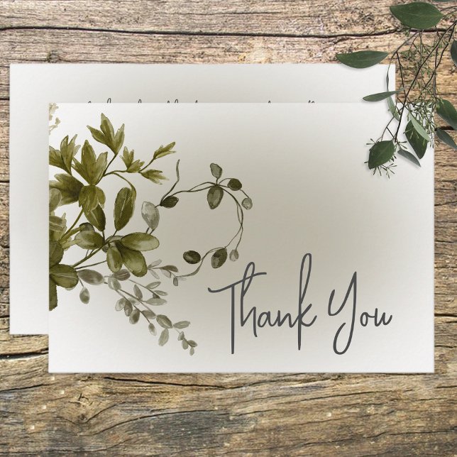 Boho Greenery Modern Bröllop Tack Kort (Skapare uppladdad)