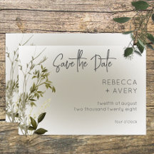 Boho Greenery Modern Save the Date Card