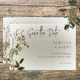 Boho Greenery Modern Save the Date Card Spara Datumet