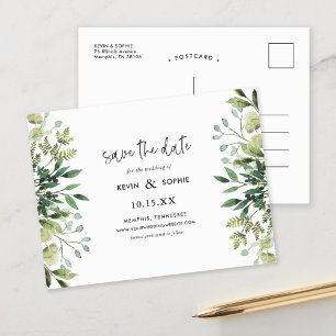 Boho Greenery Modern Spara datum Tillkännagivande Meddelande Vykort