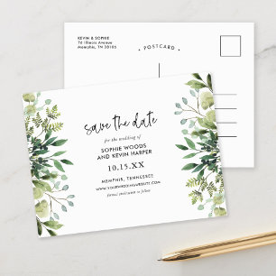 Boho Greenery Modern Spara datumet Meddelande Vykort