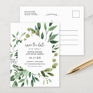 Boho Greenery Modern Spara datumet Meddelande Vykort