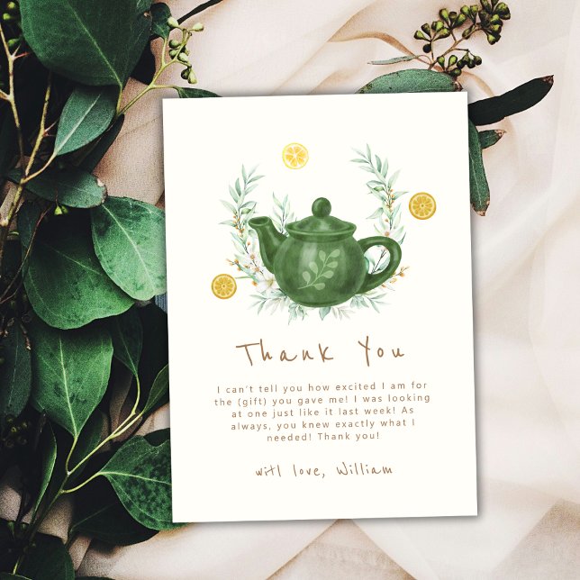 Boho Greenery Orange Par-Tea Baby Shower Tack Kort (Boho Greenery Orange Par-Tea Baby Shower Thank You Card)