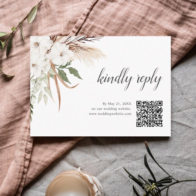 Boho Greenery Pampa Gräs Bröllop Online RSVP Tilläggskort (Skapare uppladdad)