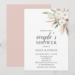 Boho Greenery Pampa Grass Couple Shower-inbjudan Inbjudningar