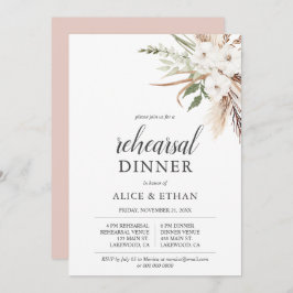 Boho Greenery Pampa Grass Rehearsal Dinner Inbjudningar