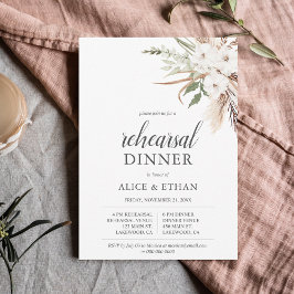 Boho Greenery Pampa Grass Rehearsal Dinner Investi Inbjudningar