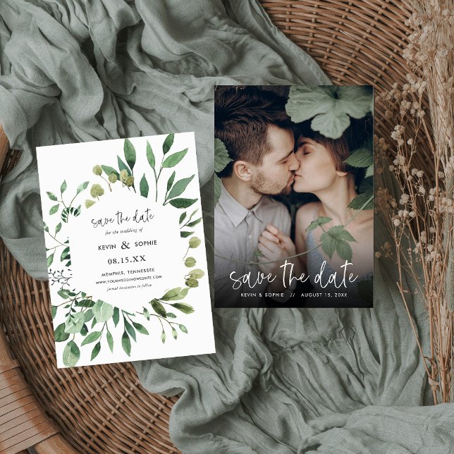 Boho Greenery Photo Save Date Spara Datumet (Skapare uppladdad)