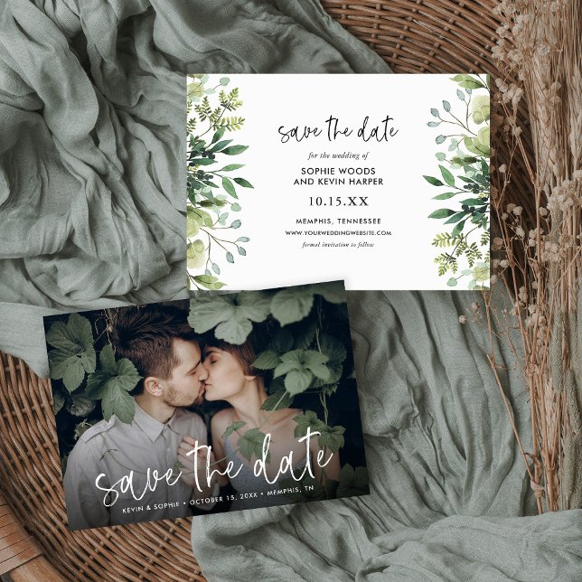 Boho Greenery Photo Save Date Spara Datumet (Skapare uppladdad)