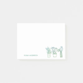 Boho Greenery Poged Houseplantor Post-it Block