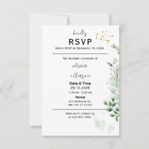 Boho Greenery RSVP-kort inbjudan