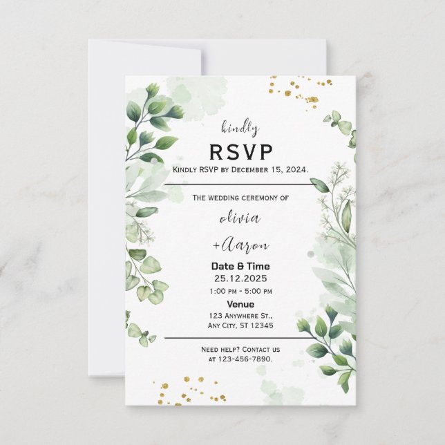 Boho Greenery RSVP-kort inbjudan (Framsida)