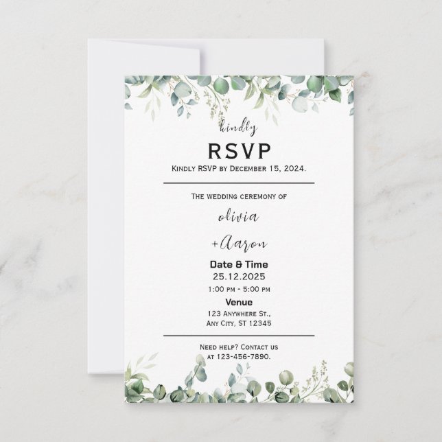Boho Greenery RSVP-kort inbjudan (Framsida)