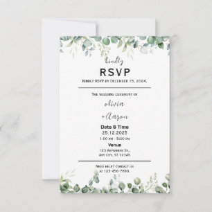 Boho Greenery RSVP-kort inbjudan