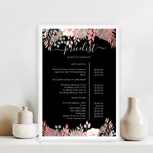 Boho Greenery Salon Pris List Poster