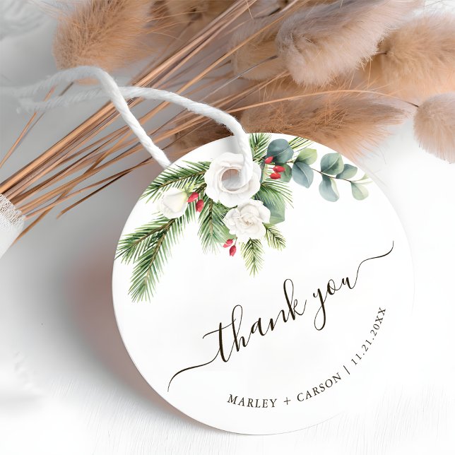 Boho Greenery Script Evergreen Bröllop Gåvor Etiketter (Skapare uppladdad)