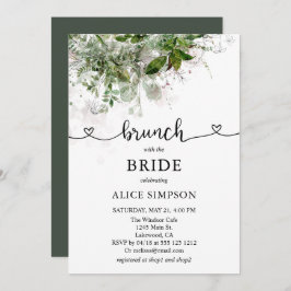 Boho Greenery Script Heart Brunch Möhippa Inbjudningar