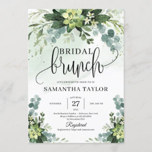 Boho greenery succulage foliage möhippa brunch inbjudningar
