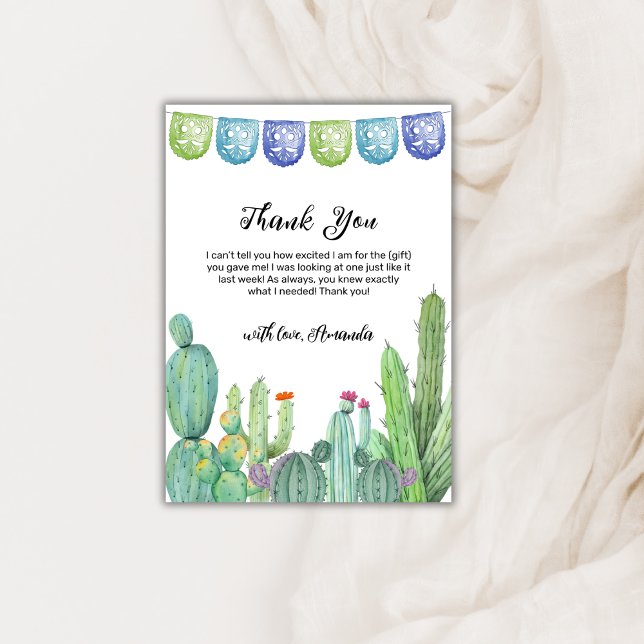 Boho Greenery Taco Fiesta Cactus Baby Shower Tack Kort (Boho Greenery Taco Fiesta Cactus Baby Shower Thank You Card)