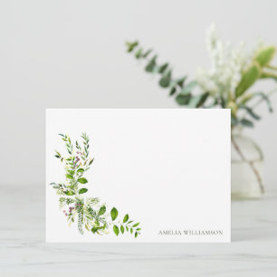Boho Greenery Watercolor Blommig Bröllopsdusch Tack Kort
