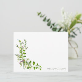 Boho Greenery Watercolor Blommig Bröllopsfest Tack Kort