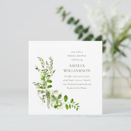 Boho Greenery Watercolor Blommigt Möhippa Inbjudningar