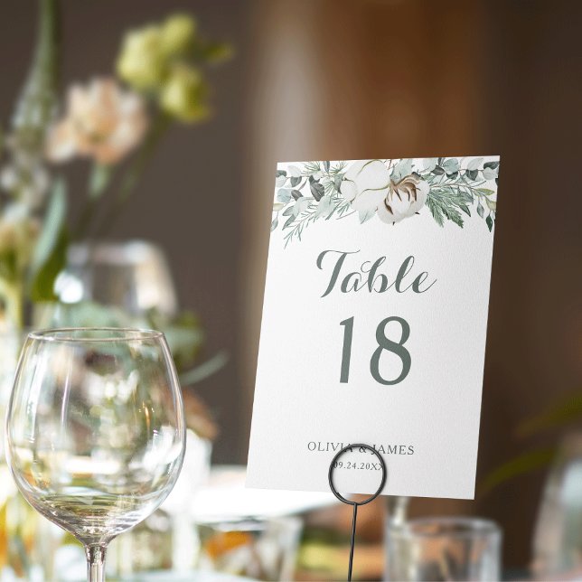 Boho Greenery Watercolor Eucalyptus Bröllop Bordsnummer (Boho Greenery Watercolor Eucalyptus Wedding Table Number)