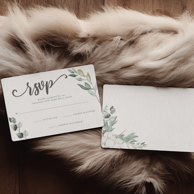 Boho Greenery Watercolor Eucalyptus Bröllop OSA Kort (Skapare uppladdad)