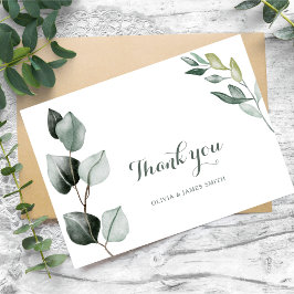 Boho Greenery Watercolor Eucalyptus Bröllop Tack Kort