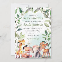 Boho Greenery Woodland Animals Baby Shower Forest