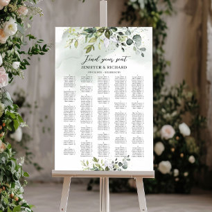 Boho grey foliage alfabetisk sating Chart Poster