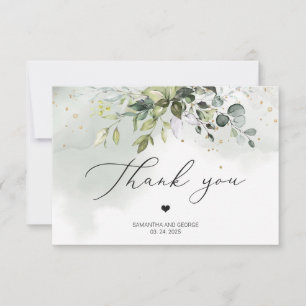 Boho grey foliage eucalyptus löv guld tack kort