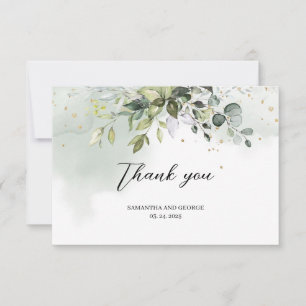 Boho grey foliage eucalyptus löv guld tack kort