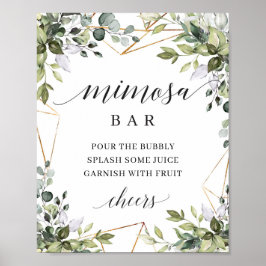 Boho grey foliage löv guld mimosa pub tecken poster